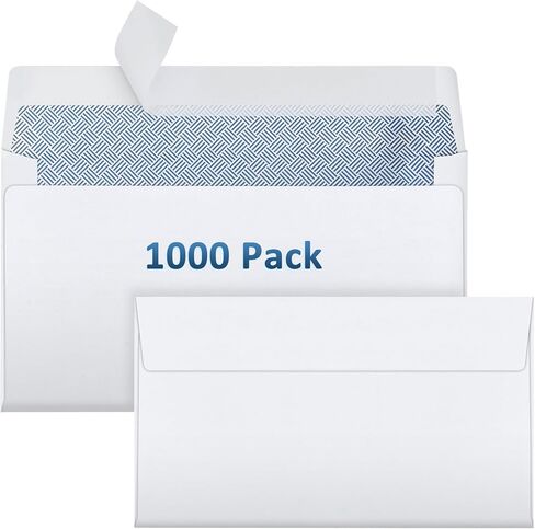 1000 Pack #6-3/4 Security Envelopes Self Seal - 3-5/8 x 6-1/2 Inch White Business Envelopes Peel and Seal Closure, 28 LB Windowless Blue Security Tinted Envelope Bulk in Saudi Arabia