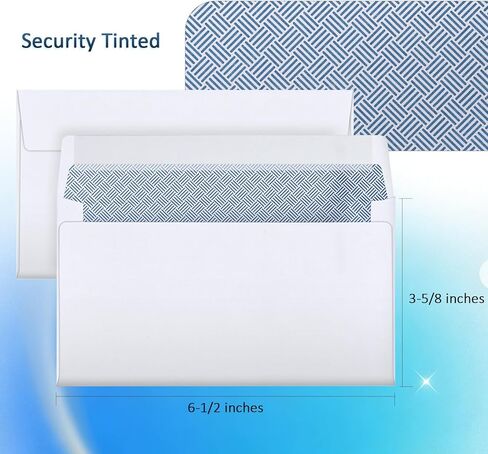 1000 Pack #6-3/4 Security Envelopes Self Seal - 3-5/8 x 6-1/2 Inch White Business Envelopes Peel and Seal Closure, 28 LB Windowless Blue Security Tinted Envelope Bulk in Saudi Arabia