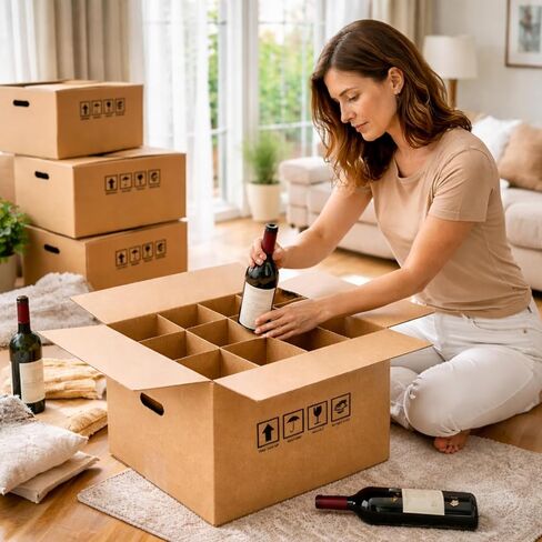 5 Sets Wine Glass Moving Boxes, Wine Boxes for Shipping, Moving Boxes for Dishes with Reinforced Cardboard and Handles for Moving Glassware Dishes Wine, Perfect Wine Lover Gift (16x11.8x11.8 in) in Saudi Arabia