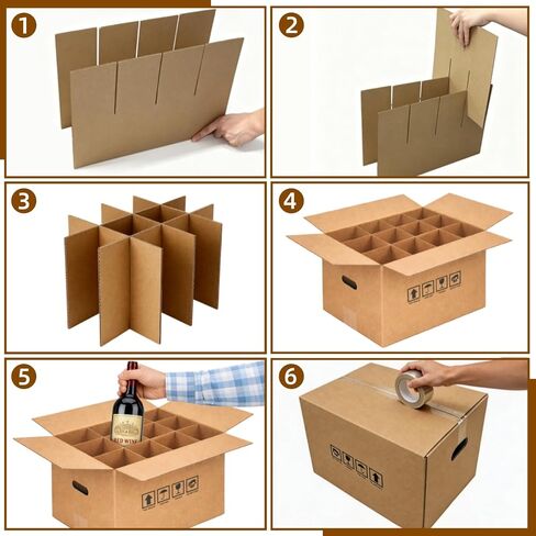 5 Sets Wine Glass Moving Boxes, Wine Boxes for Shipping, Moving Boxes for Dishes with Reinforced Cardboard and Handles for Moving Glassware Dishes Wine, Perfect Wine Lover Gift (16x11.8x11.8 in) in Saudi Arabia
