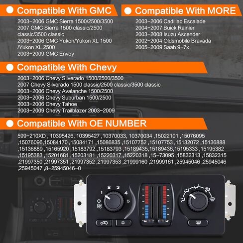 599-210XD Climate Control Module Heater Panel, Compatible with 2003-2007 for Chevrolet,GMC Replaces 10370034 10370033 10395426 in Saudi Arabia