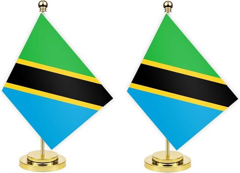 2PCS Tanzania Desk Flag,12 inch Tall Small Tanzanians Indoor Banner,Tiny Printing Decor For Office Home Table in Saudi Arabia