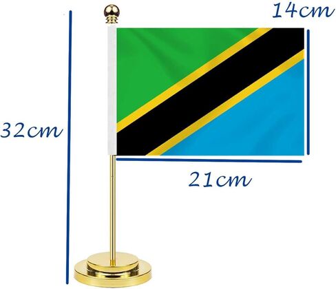 2PCS Tanzania Desk Flag,12 inch Tall Small Tanzanians Indoor Banner,Tiny Printing Decor For Office Home Table in Saudi Arabia