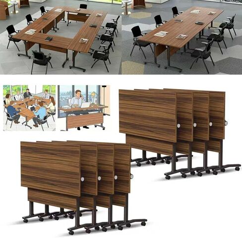 Modern Folding Conference Table,Mobile Flip Top Training Table with Wheels,Easy Assembly Stackable Meeting Seminar Tables,ModularConference Room Tables for Office,Classroom,Training Room in Saudi Arabia