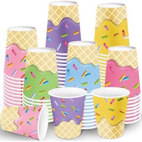 Ice Cream Cups 48-Pack 9-oz Ice Cream Party Supplies Set for Kids & Girls Birthday Paper Cups for Ice Cream Birthday Party Baby Shower Decorations in Saudi Arabia