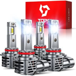 مجموعة مصابيح الإضاءة TOPIK 9005 9006، 64000LM 6500K أبيض 800% فائق السطوع HB3 HB4 مصابيح الضباب البديلة أو مصابيح الطرق الوعرة، التوصيل والتشغيل، 4 قطع in Kuwait