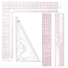 Clear Ruler for Sewing, 4 Pcs Plastic Grid Transparent Quilting Rulers with Sandwich Scale L Shaped and Triangle Ruler Sewing Measuring Tools for Pattern Grading Making Quilting Clothes Design Crafts in Kuwait