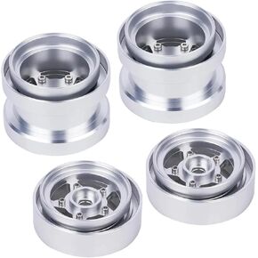 CNC Aluminum Beadlock Wheels for Tamiya Grasshopper Hornet Frog Buggy, 1/10 RC Front & Rear Wheel Rims Set (Silver) in Saudi Arabia