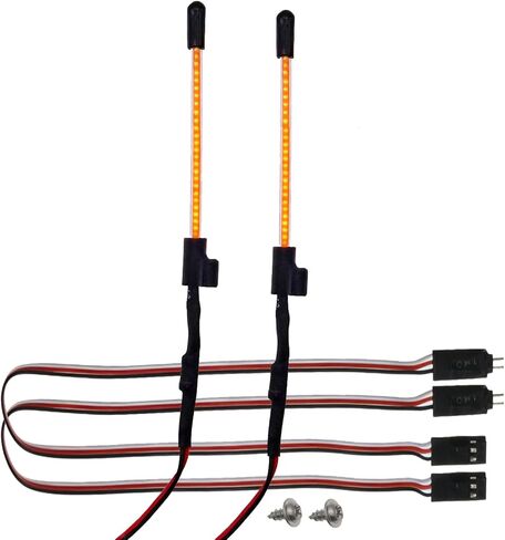 RC Car 2Pcs Led Whip Light Set Compatible with SCX30/Ascent32/SCX24 1/30 1/32 1/24 RC Crawler Upgrade Parts(Red) in Saudi Arabia