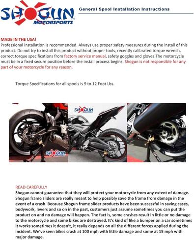 Shogun USA Made Kaw ZX14R 2012 2013 2014 2015 2016 2017 2018 2019 2020 2021 2022 2023 2024 2025 مجموعة منزلق بإطار أسود بدون قطع تتضمن بدون قطع إطار منزلقات وبكرات ذراع متأرجحة وأطراف شريط 755-4719 in Kuwait