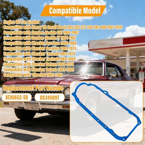 OS34509T Engine Oil Pan Gasket Compatible with Chevy V8 Small Block 265 283 327 350 383 400 1957-1979 Oil Pan Gasket Thick Front Seal XCHJ652-SB in Saudi Arabia