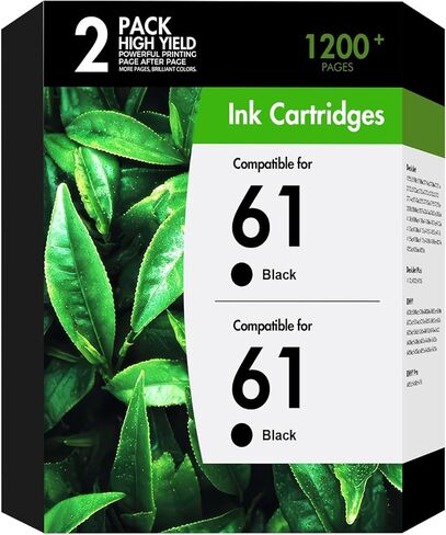 61 61XL خراطيش حبر لطابعات HP بديلة لـ HP61XL HP61 61 خرطوشة حبر سوداء تعمل من أجل Envy 4500 5530 Officejet 4630 4635 Envy 4502 4501 Deskjet 1000 1010 طابعة عالية الإنتاجية باللون الأسود، عبوة من قطعتين in Kuwait