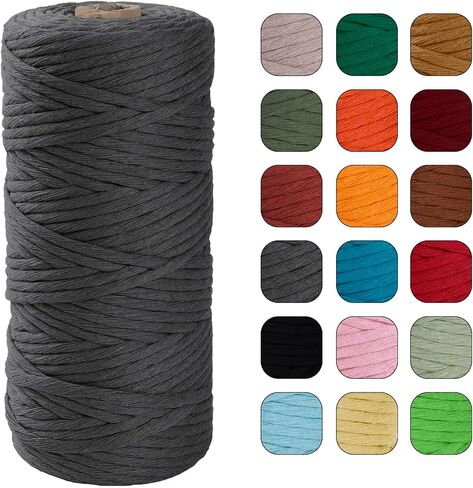 JeogYong Single Strand Macrame Cord 4mm x 109 Yards Natural Cotton Macrame Yarn Rope Cotton Thick Macrame Cord String for Plant Hanger, Wall Hanging, DIY Craft, Wedding, Party Decor (Army Green) in Saudi Arabia