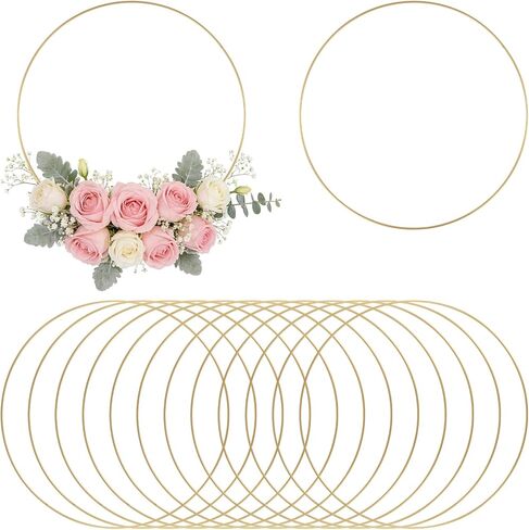12 PCS 12 Inch Metal Floral Hoops, Gold Wreath Crafts Macrame Ring for Wall Hanging DIY Crafts, Wedding Wreath Decor in Saudi Arabia