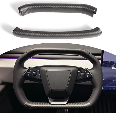 2PCS Steering Wheel Covers for Cybertruck Real Carbon Fiber Upper and Lower Steering Wheel Overlays Trims for Cybertruck Accessories (Matte Carbon Fiber) in Saudi Arabia