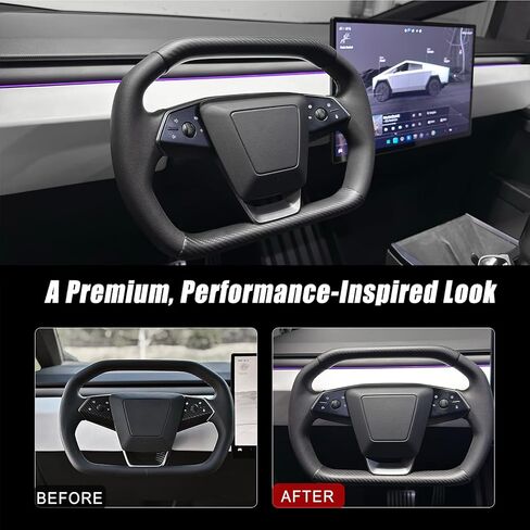 2PCS Steering Wheel Covers for Cybertruck Real Carbon Fiber Upper and Lower Steering Wheel Overlays Trims for Cybertruck Accessories (Matte Carbon Fiber) in Saudi Arabia