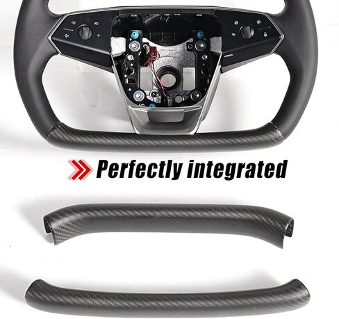 2PCS Steering Wheel Covers for Cybertruck Real Carbon Fiber Upper and Lower Steering Wheel Overlays Trims for Cybertruck Accessories (Matte Carbon Fiber) in Saudi Arabia