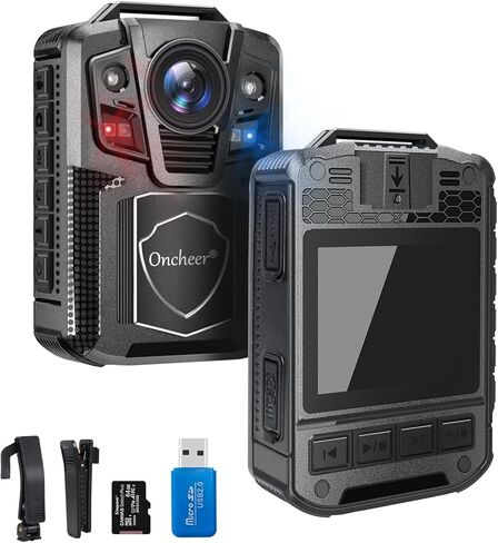 1296P Patrol Police Body Camera, 3400mAh Body Mounted Video Cameras with 64G SD Card, Shoulder & Waist Clip, Infrared Night Vision Body Cam, 12H Recording for Law Enforcement Security Guards in Saudi Arabia