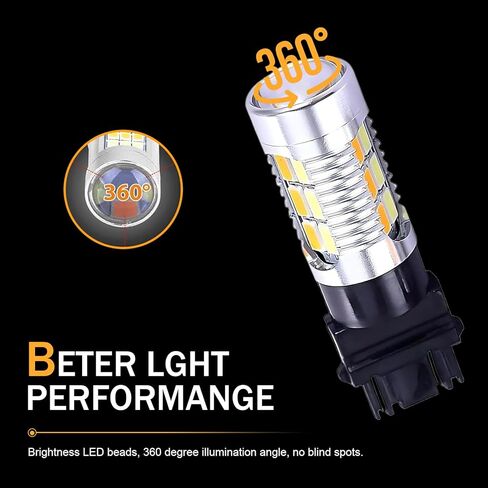 2 PCS 3157 T25 Turn Signal Switchback Led Light Bulbs, Two-color Design Indicator Light Replacement, Universal Shockproof Waterproof 5630-20SMD 700LM Bulb, for Most Cars (White & Amber) in Saudi Arabia