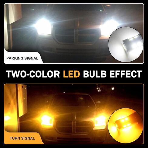 2 PCS 3157 T25 Turn Signal Switchback Led Light Bulbs, Two-color Design Indicator Light Replacement, Universal Shockproof Waterproof 5630-20SMD 700LM Bulb, for Most Cars (White & Amber) in Saudi Arabia