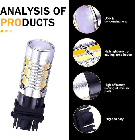 2 PCS 3157 T25 Turn Signal Switchback Led Light Bulbs, Two-color Design Indicator Light Replacement, Universal Shockproof Waterproof 5630-20SMD 700LM Bulb, for Most Cars (White & Amber) in Saudi Arabia