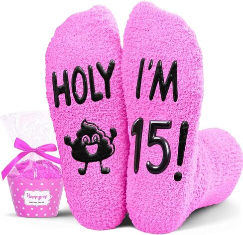 HAPPYPOP 15th Birthday Gift Ideas for Girls - Socks Birthday Gifts for 15 Year Old Girl, 15th Birthday Gifts for Teenage Girls in Saudi Arabia