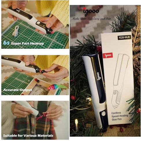 Cordless Glue Pen, Mini Hot Glue Gun, 6s Preheat, Automatic Glue Stick Feeding, Rechargeable Li-ion Battery, 7mm Stick, Perfect for Crafting and DIY (12 sticks+Pushrod) in Kuwait