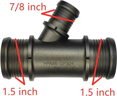 S3000202, 1.5" x 1.5" x 7/8", T-Shaped Hose Tee,Coolant Hose Splitter for Chevrolet,BMW,Mercedes-Benz,Audi,VW,Ford,Porsche,GM,MINI,Jeep,Toyota,GMC,Car Engine Cooling System,Radiator Heater Hose 3-Way in Saudi Arabia