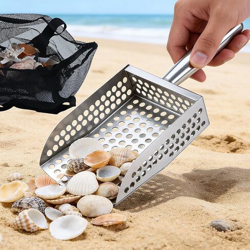 Beach Sand Sifter| Shark Tooth Sifter & Shell Scooper with 1 Mesh Bags, Boys & Girls | Fun Beach Toys for Shell Collecting in Saudi Arabia