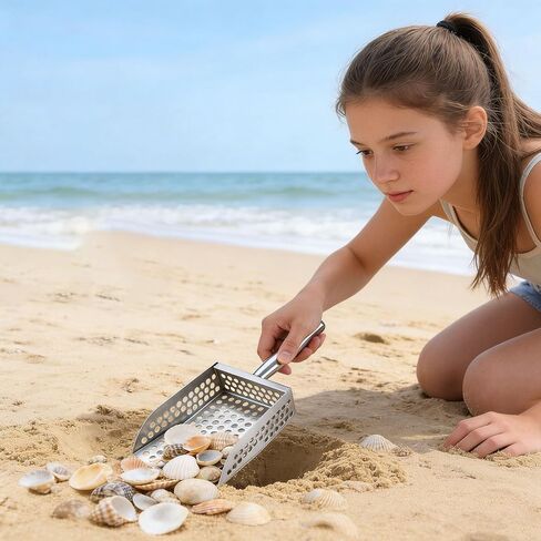 Beach Sand Sifter| Shark Tooth Sifter & Shell Scooper with 1 Mesh Bags, Boys & Girls | Fun Beach Toys for Shell Collecting in Saudi Arabia