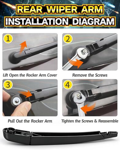 Rear Wiper Arm Blade Assembly, Replacement for Mercedes-Benz GLK-Class 2010–2015 (GLK250, GLK350) | Back Windshield Wiper Blade Arm Set, With Rear Window Wiper Arm Nut Cap Cover Accessories in Saudi Arabia
