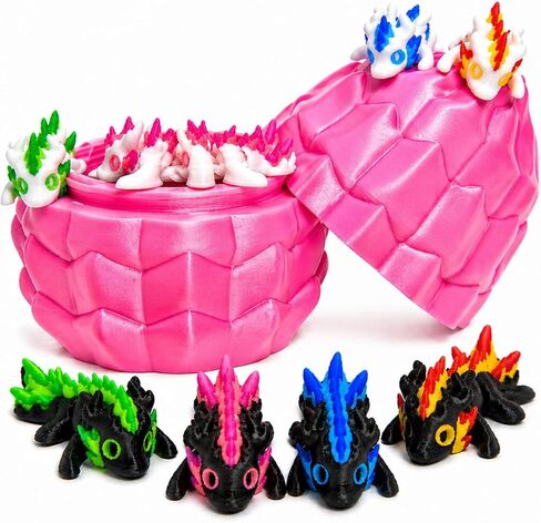 3D Printed Dragon Eggs – Mini Articulated Baby Dragon Toys Mystery 3D Dinosaur Eggs Set for Kids & Adults Fantasy Desk Decor & Collectible Gifts (8 Mini Dragons) in Saudi Arabia