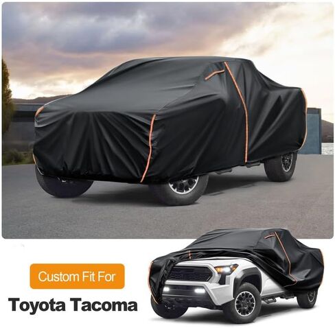 Truck Cover Custom Fit for Toyota Tacoma 2023-2026, Waterproof PEVA with Cotton Lining, All Weather Sun Rain UV Dust Snow Protection,Pickup Cover with Door Zipper in Saudi Arabia