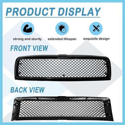 Front Bumper Upper Grille For 1994-2001 Dodge Ram 1500 1994-2002 Ram 2500 3500 Glossy Black Mesh Front Grill in Saudi Arabia