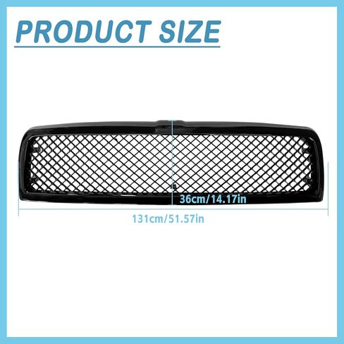 Front Bumper Upper Grille For 1994-2001 Dodge Ram 1500 1994-2002 Ram 2500 3500 Glossy Black Mesh Front Grill in Saudi Arabia