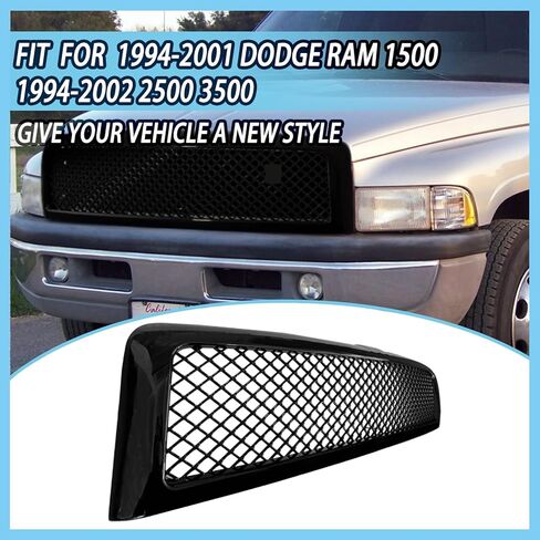 Front Bumper Upper Grille For 1994-2001 Dodge Ram 1500 1994-2002 Ram 2500 3500 Glossy Black Mesh Front Grill in Saudi Arabia
