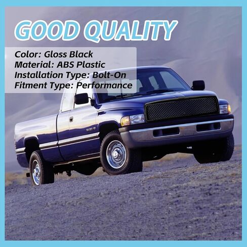 Front Bumper Upper Grille For 1994-2001 Dodge Ram 1500 1994-2002 Ram 2500 3500 Glossy Black Mesh Front Grill in Saudi Arabia