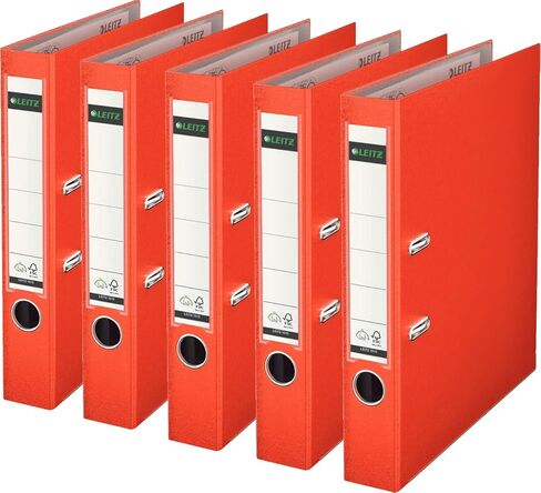 Leitz 10155020 Quality Folder Plastic Cover (A4, 5.2 cm Spine Width) Light Red (Pack of 5) in Saudi Arabia