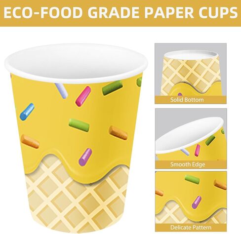 Ice Cream Cups 48-Pack 9-oz Ice Cream Party Supplies Set for Kids & Girls Birthday Paper Cups for Ice Cream Birthday Party Baby Shower Decorations in Saudi Arabia