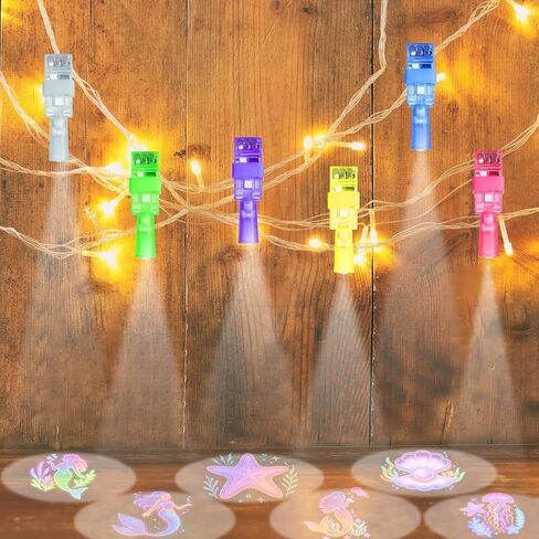 CHSLtmxq 24 قطعة من مصابيح LED لحفلات حورية البحر، 8 تصميمات، مصابيح أصابع ثابتة تضيء، هدايا حفلات تحت البحر، هدايا حفلات المحيط، حشوات حقيبة جودي لحقائب هدايا حفلات حورية البحر in Kuwait
