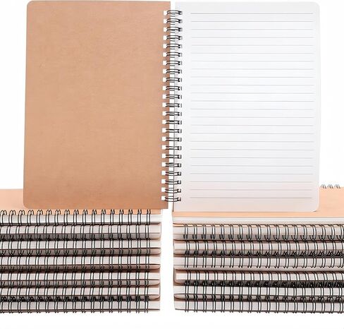 VMK 6 Pack A5 Wide Ruled Spiral Notebooks Bulk, Black Cover, 60 Sheets/120 Pages, Lined Notebooks for School, Office, Meetings in Saudi Arabia