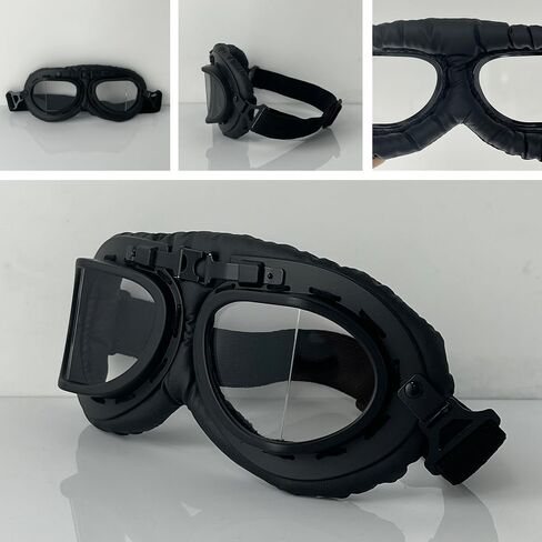 Classic Pilot Style Motorcycle Goggles - Vintage Helmet Compatible, Windproof & Dustproof Lens for Dirt Bike in Saudi Arabia
