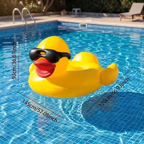 Oversized Duck Pool Float for Adults, 67-Inch XXL Inflatable Raft with 16 Inch Beach Ball, Swimming Pool Ride-On Rafts, Water Lounger Floats for Outdoor Lake, River, Beach Summer Party Decoration in Saudi Arabia