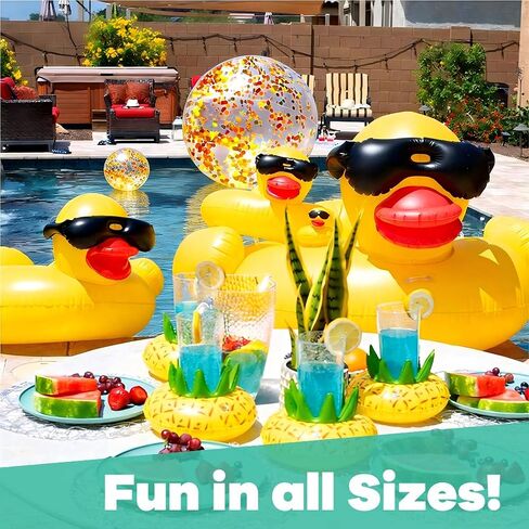 Oversized Duck Pool Float for Adults, 67-Inch XXL Inflatable Raft with 16 Inch Beach Ball, Swimming Pool Ride-On Rafts, Water Lounger Floats for Outdoor Lake, River, Beach Summer Party Decoration in Saudi Arabia