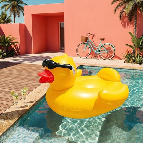 Oversized Duck Pool Float for Adults, 67-Inch XXL Inflatable Raft with 16 Inch Beach Ball, Swimming Pool Ride-On Rafts, Water Lounger Floats for Outdoor Lake, River, Beach Summer Party Decoration in Saudi Arabia