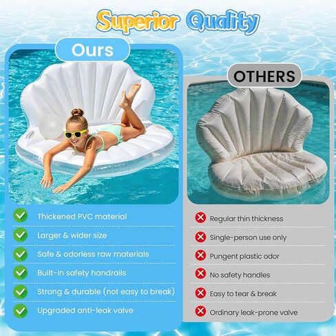 Inflatable Seashell Pool Float, Inflatable Shell Float with Pearl Ball Perfect for Children's Birthday Parties, Summer Beach Parties, Birthday Decor and Photo Prop, Equipped with Hand Pump in Saudi Arabia