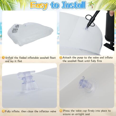 Inflatable Seashell Pool Float, Inflatable Shell Float with Pearl Ball Perfect for Children's Birthday Parties, Summer Beach Parties, Birthday Decor and Photo Prop, Equipped with Hand Pump in Saudi Arabia
