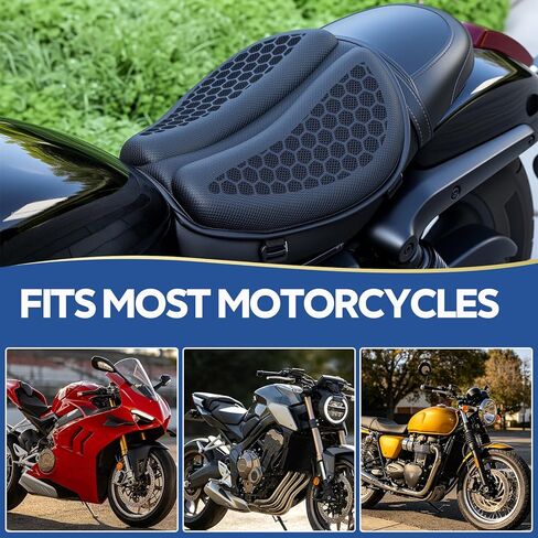 Motorcycle Gel Seat Cushion Large 3DHoneycomb Structure Shock Absorption Foldable & Breathable Motorcycle Gel Seat Pad for Long Rides in Saudi Arabia