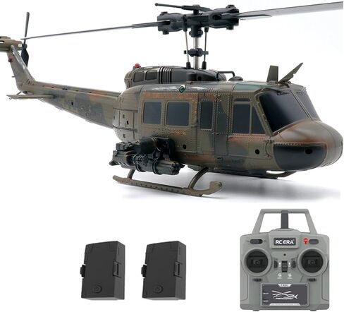 طائرة هليكوبتر RC C032 UH-1 Huey No Ailerons 6CH 6 محاور جيروسكوب ارتفاع يحوم التدفق البصري، مفتاح واحد مقلوب للطيران للبالغين المبتدئين (أخضر مموه) in Kuwait