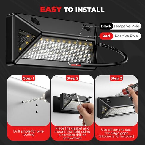 مصابيح RV خارجية 3 جوانب 180 درجة زاوية كاملة RV Porch Light، 4500K أبيض دافئ، ألومنيوم مصبوب، IP67 مقاوم للماء 12-32V DC، مصابيح RV خارجية متوافقة مع RV، العربة، المقطورة، الشاحنة، الشرفة in Kuwait
